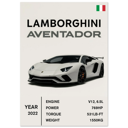 Lamborghini Aventador Modern Bilaffisch - Lyxig Superbil Konstavla