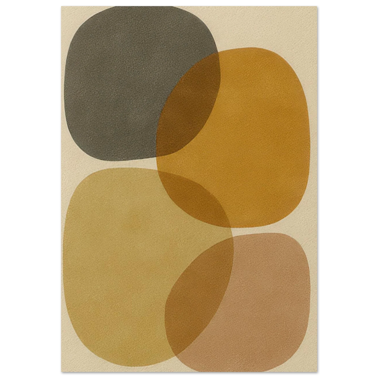 Abstrakt Jordnära Minimalistisk Konsttryck - Modern Geometri i Varma Nyanser