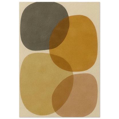 Abstrakt Jordnära Minimalistisk Konsttryck - Modern Geometri i Varma Nyanser