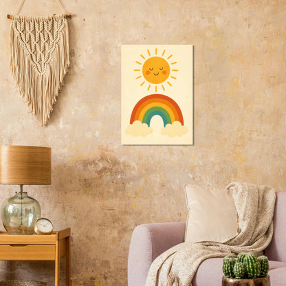 Happy Sun & Rainbow Art Print – Bring Joyful, Whimsical Vibes to Your Space in Multiple Sizes