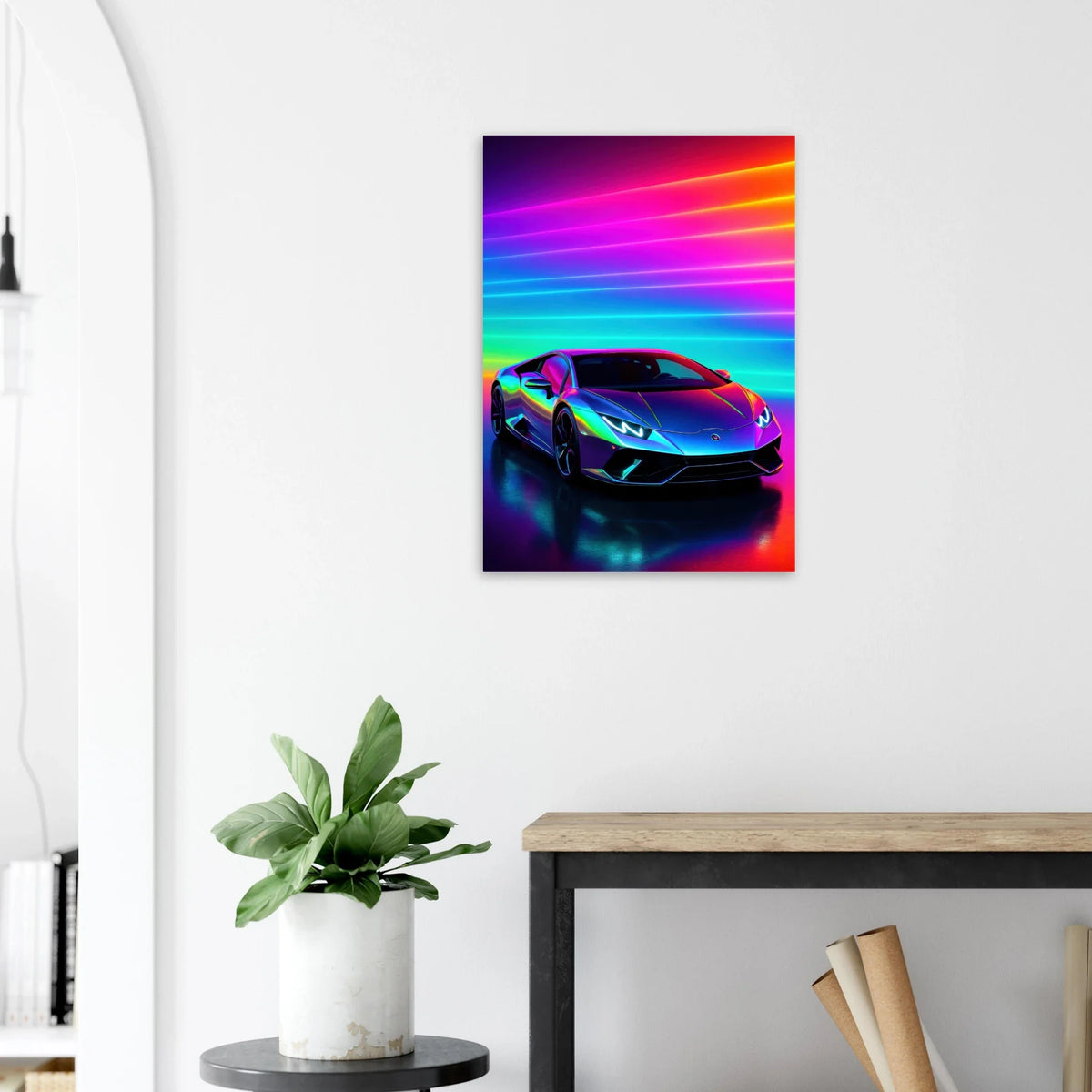 Neon Dream Racer Poster: Porsche 911 GT3 Test in Psychedelic Hues & Premium Quality