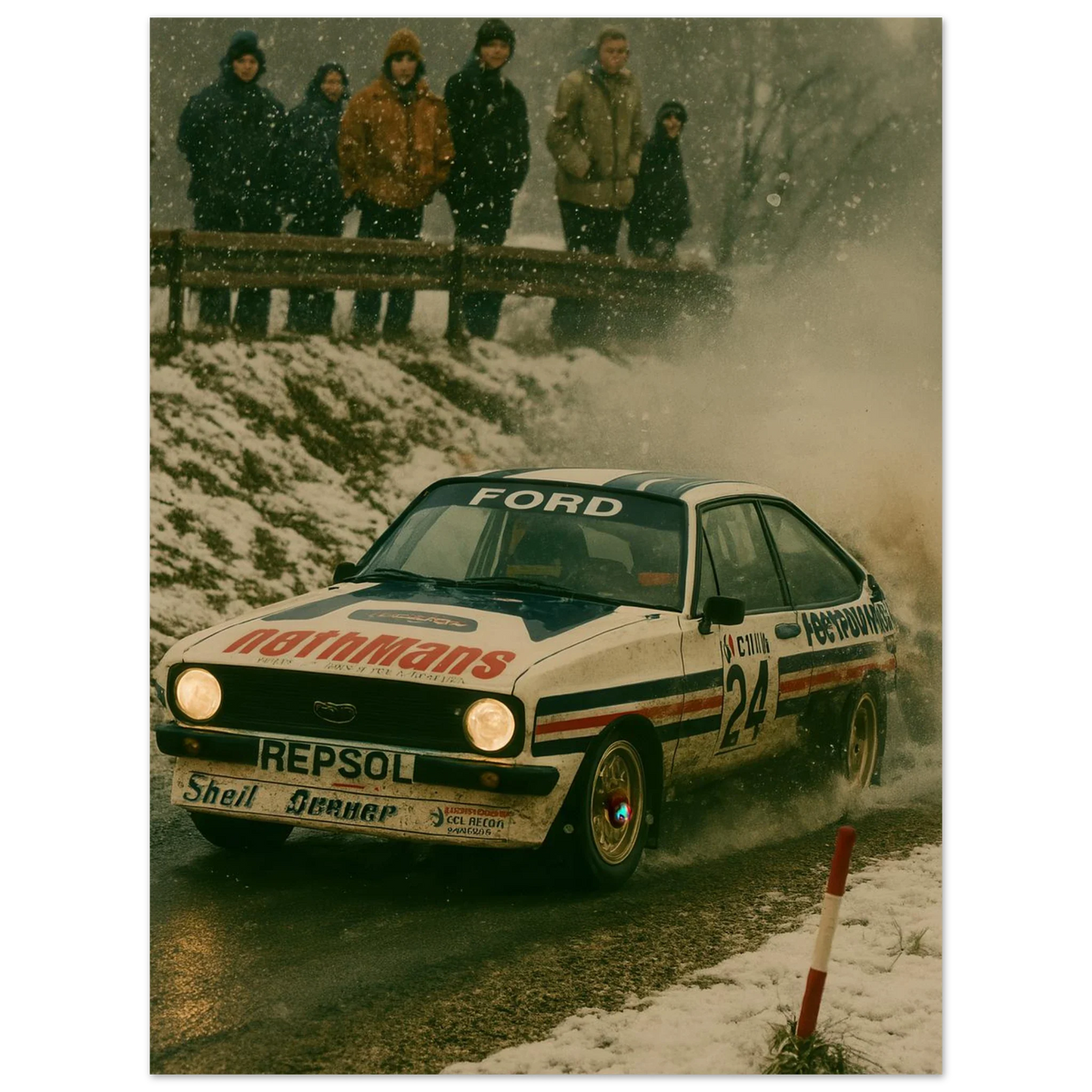 Bilar: Episk Rallyaction – Klassisk Vintage Bilkonst i Flera Storlekar