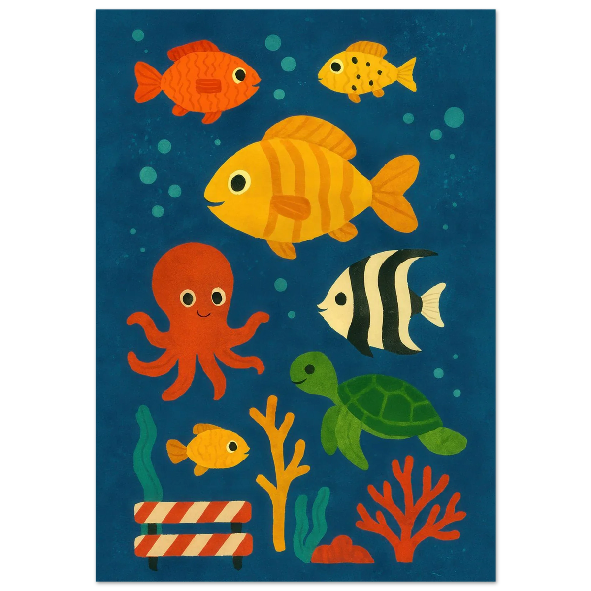Ocean Friends: Colorful Under-the-Sea Adventure Print in Various Sizes