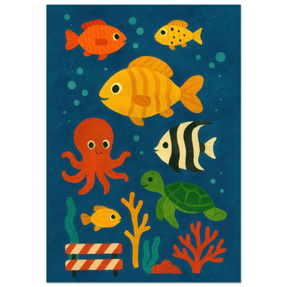 Ocean Friends: Colorful Under-the-Sea Adventure Print in Various Sizes