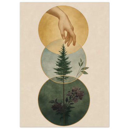 Divine Nature's Touch Art Print – Earthy & Mystical Botanical Wall Decor in Various Sizes