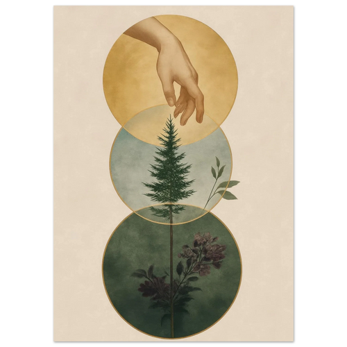 Divine Nature's Touch Art Print – Earthy & Mystical Botanical Wall Decor in Various Sizes