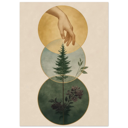 Divine Nature's Touch Art Print – Earthy & Mystical Botanical Wall Decor in Various Sizes