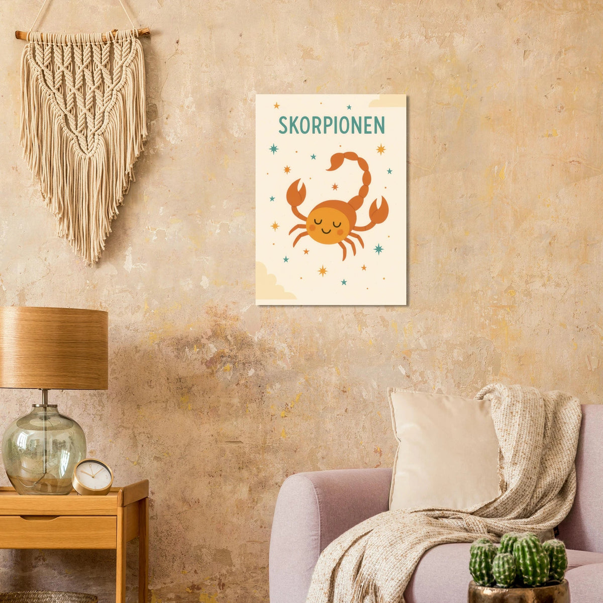 Söt Skorpion Barnrumsaffisch - Personlig Zodiac Konsttryck i Flera Storlekar