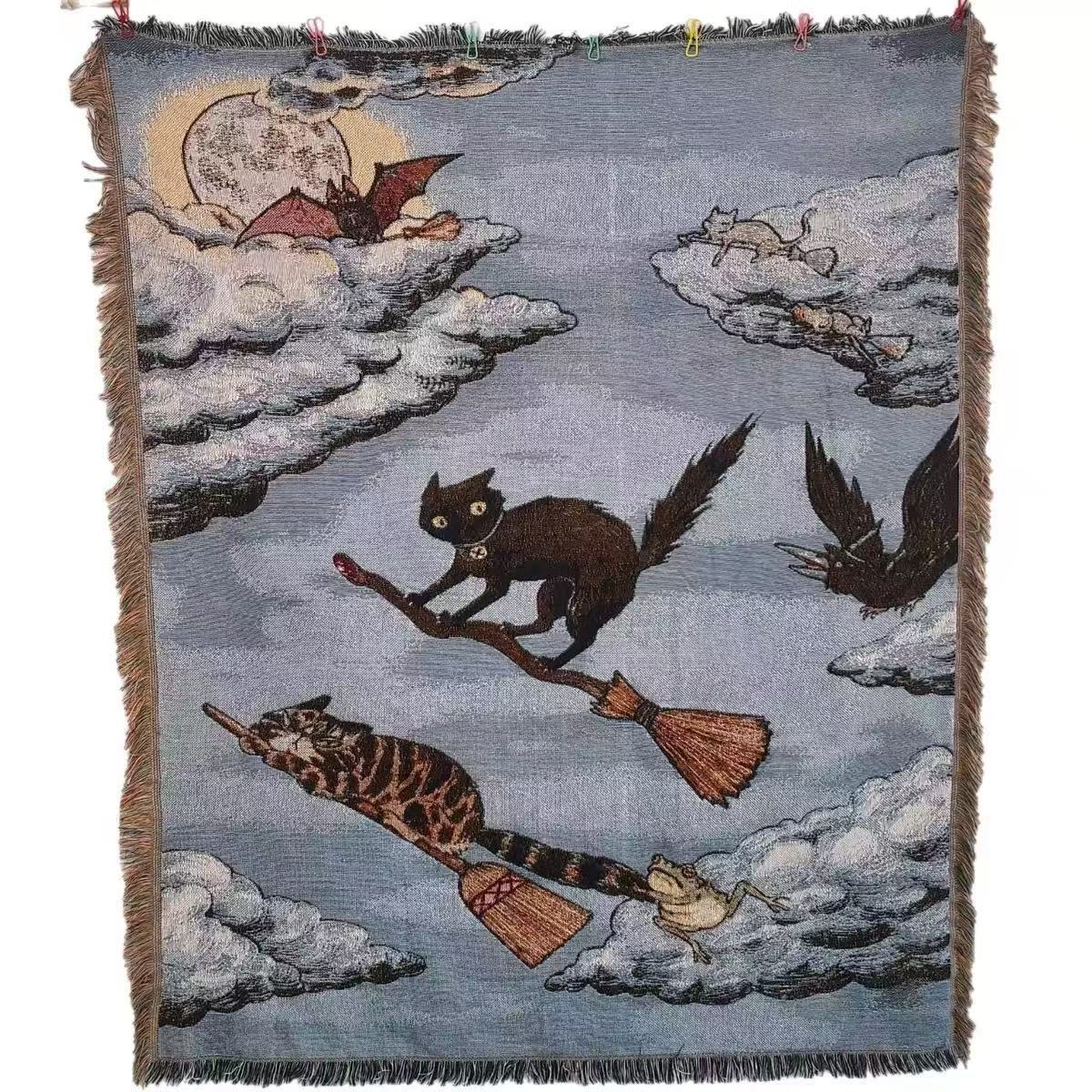 Illustrated Woven Throw Blanket