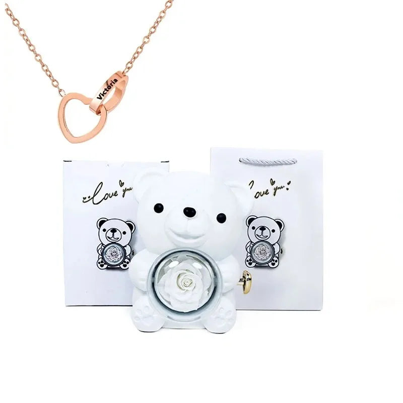 Evig ros nallebjörn med halsband