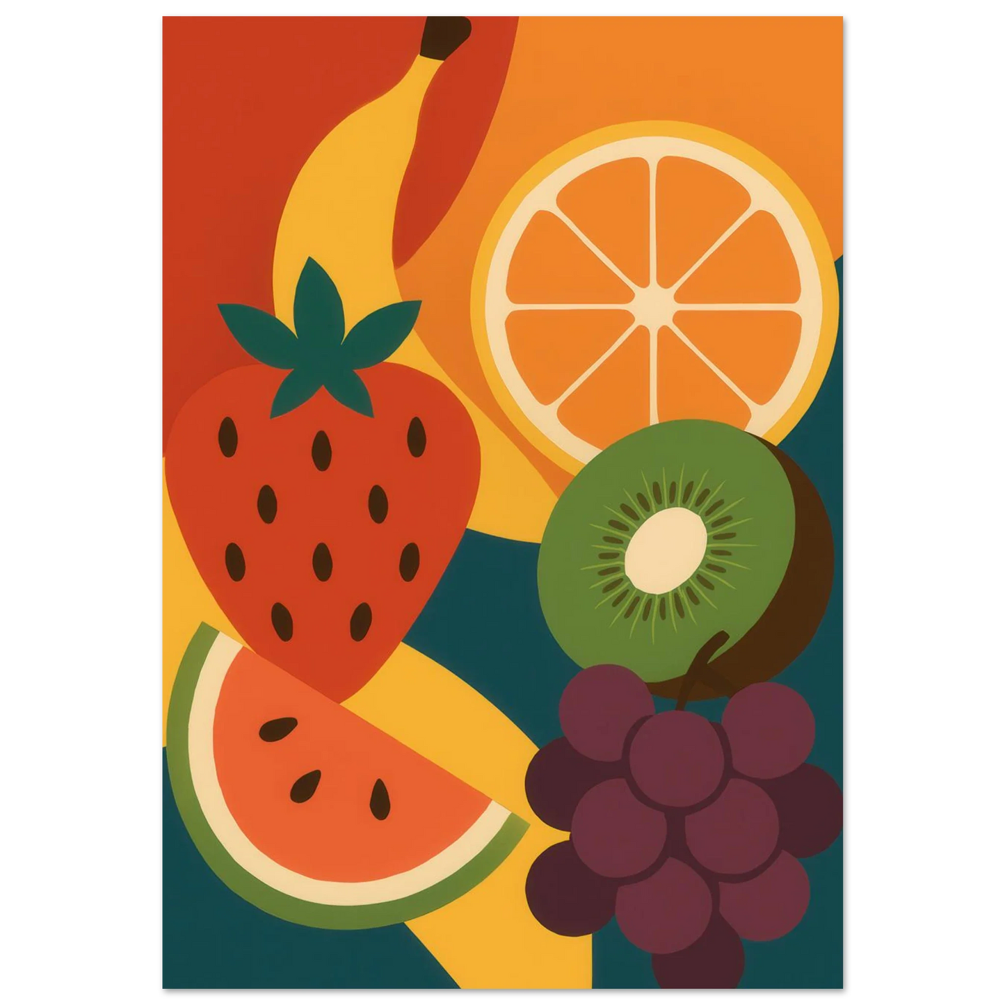 Frukter - Vibrant Abstract Fruit Art Print: Elevate Your Space with a Burst of Color & Modern Charm