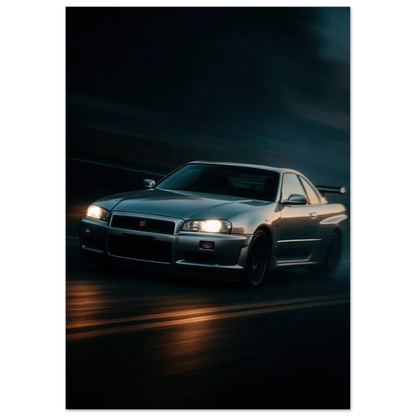 Nissan Skyline Night Drive Poster - Premium Automotive  Art Print