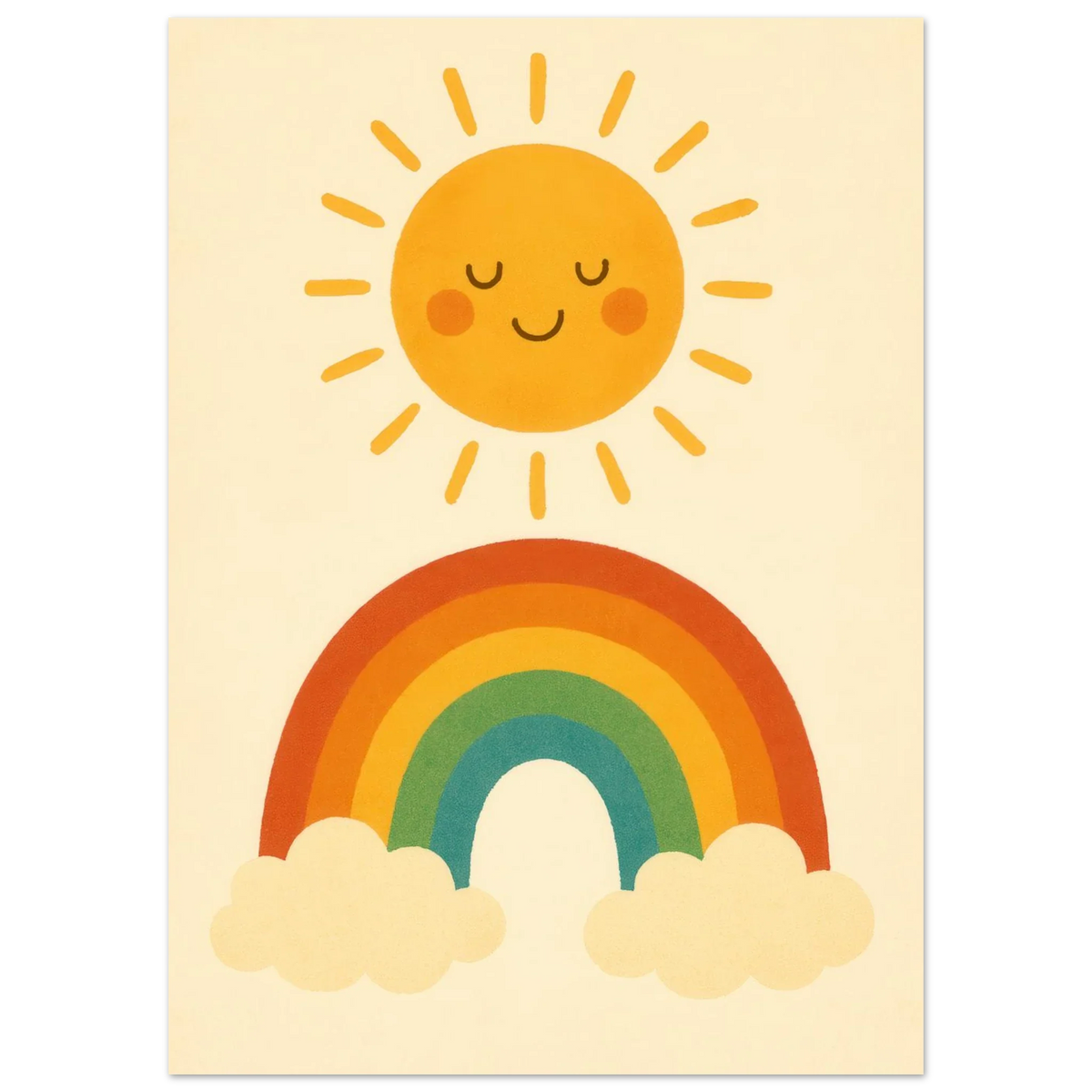 Happy Sun & Rainbow Art Print – Bring Joyful, Whimsical Vibes to Your Space in Multiple Sizes