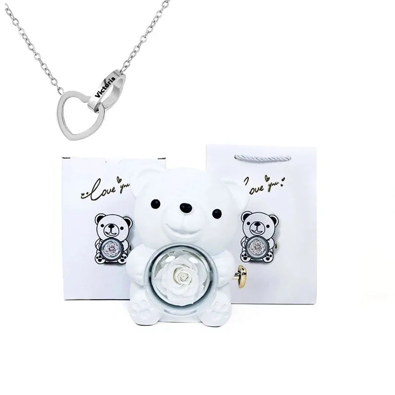 Evig ros nallebjörn med halsband