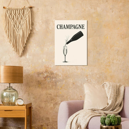 Champagne Splash Retro-Inspired Wall Art Poster – Elevate Your Space with Timeless Elegance