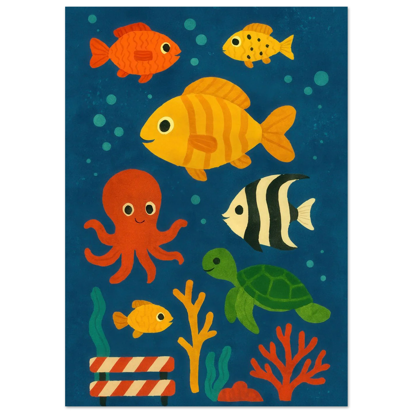 Ocean Friends: Colorful Under-the-Sea Adventure Print in Various Sizes