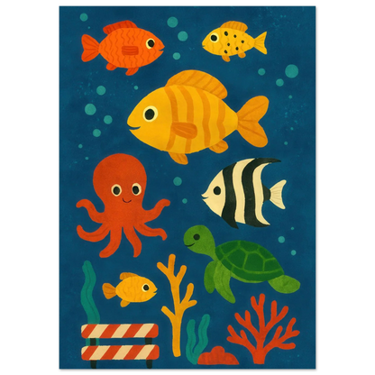 Ocean Friends: Colorful Under-the-Sea Adventure Print in Various Sizes