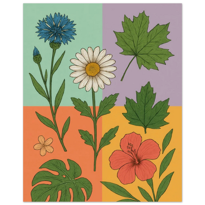 Frukter Botanisk Konsttryck – Levande Blommor och Blad på Premium Papper, Välj Din Storlek