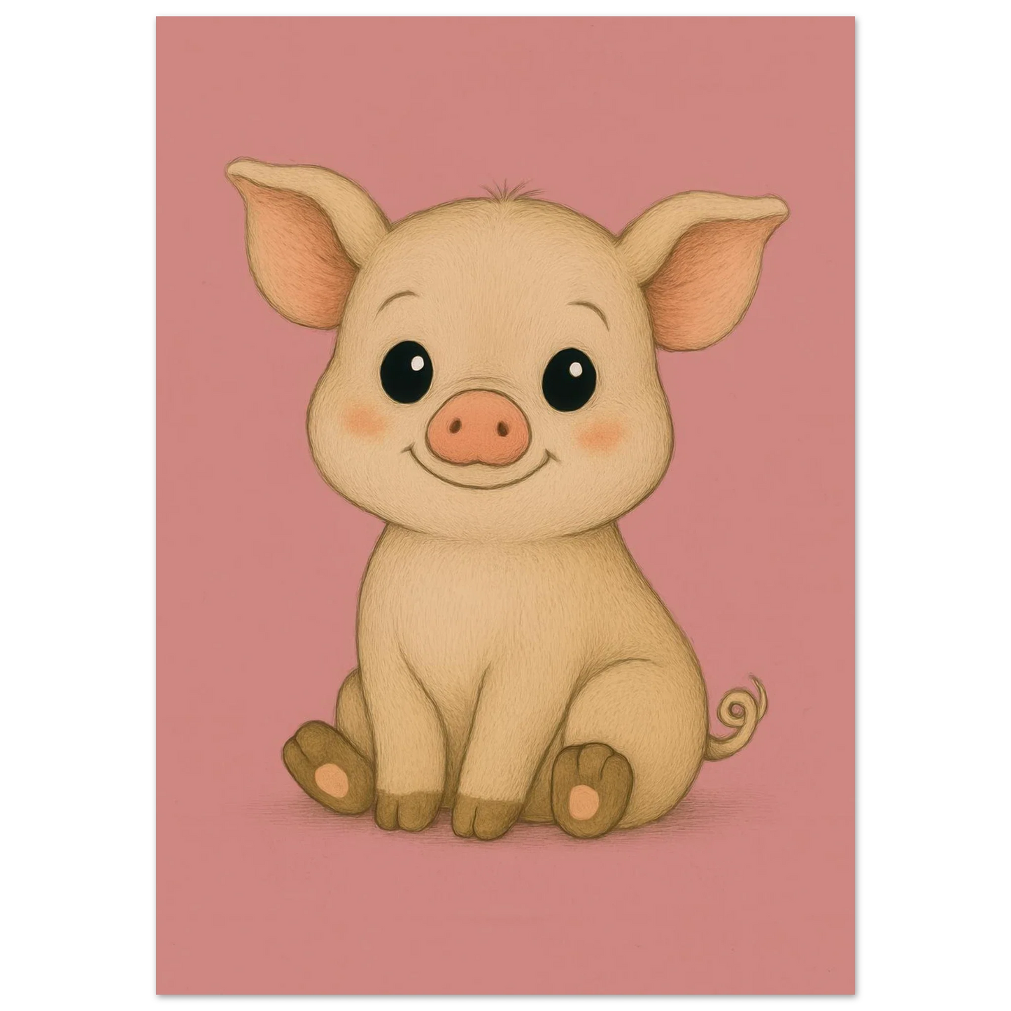 Charming Baby Piglet Art Print – Adorable Farmhouse Decor for Nursery & Kids' Rooms