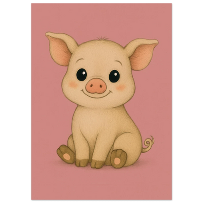 Charming Baby Piglet Art Print – Adorable Farmhouse Decor for Nursery & Kids' Rooms