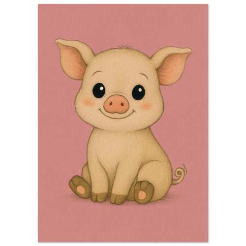 Charming Baby Piglet Art Print – Adorable Farmhouse Decor for Nursery & Kids' Rooms