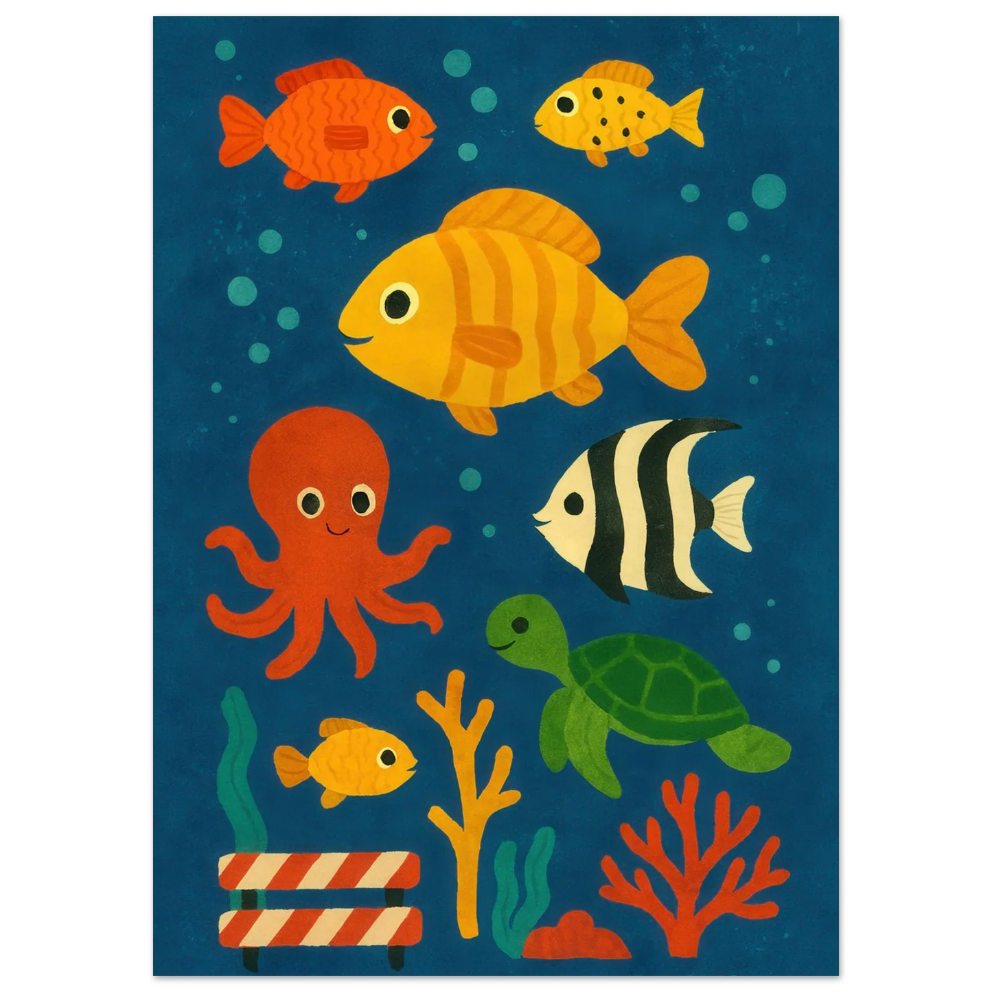 Ocean Friends: Colorful Under-the-Sea Adventure Print in Various Sizes