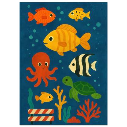 Ocean Friends: Colorful Under-the-Sea Adventure Print in Various Sizes
