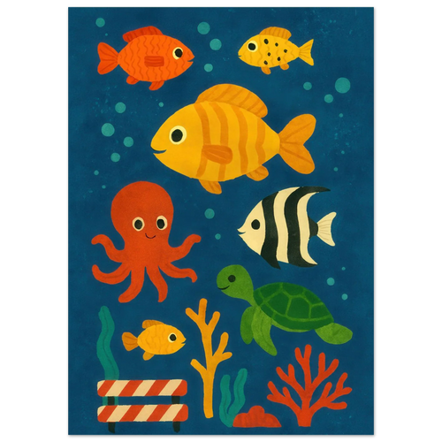 Ocean Friends: Colorful Under-the-Sea Adventure Print in Various Sizes