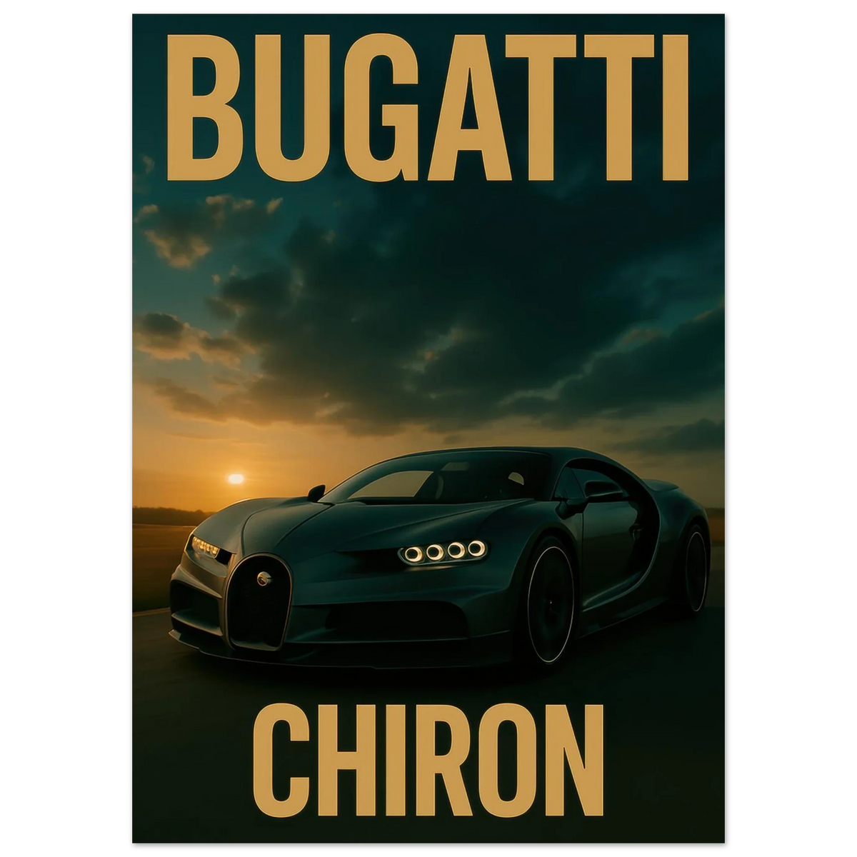 Bugatti Chiron Sunset Drive Poster – Premium Automotive Art Print
