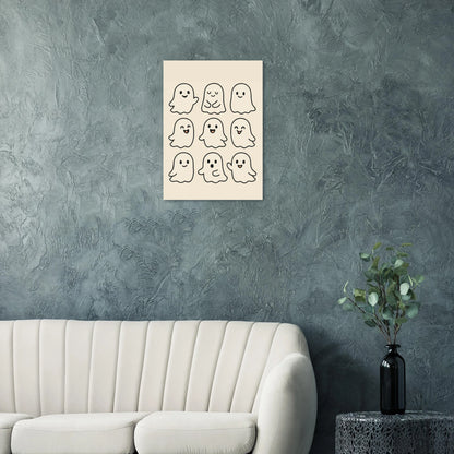 Söta Spöken Cute Ghost Poster – Playful & Minimalist Art Print with Muted Tones