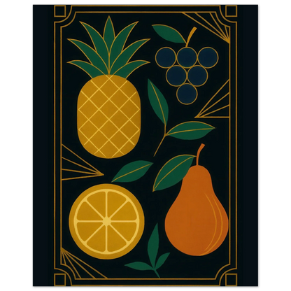 Frukter: Elegant Art Deco Frukt Poster – Lyxig Väggkonst med Gyllene Detaljer
