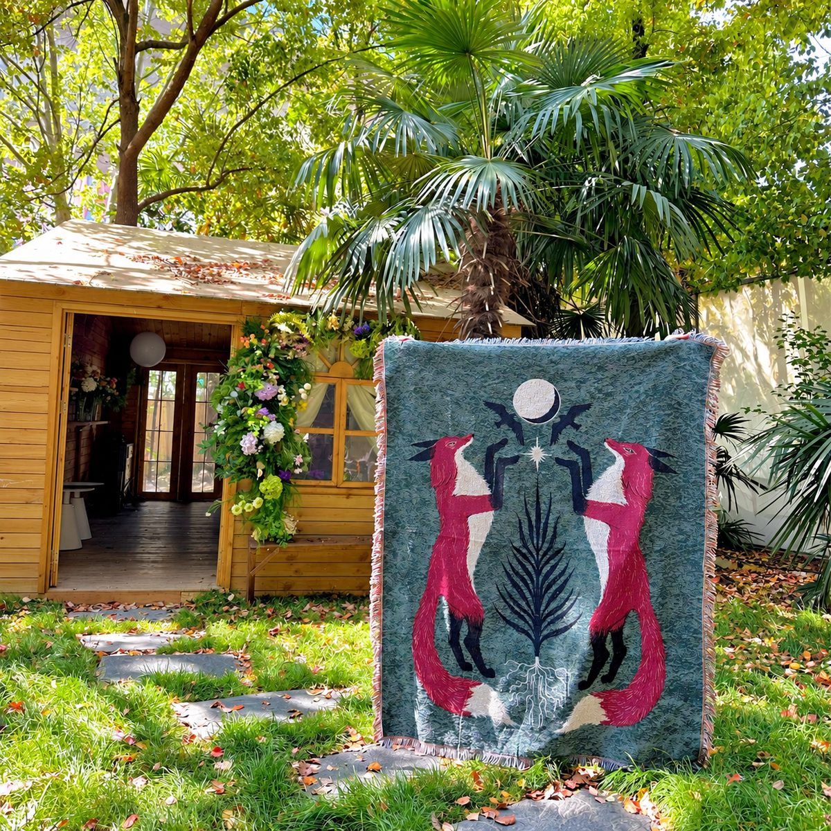 Illustrated Woven Throw Blanket
