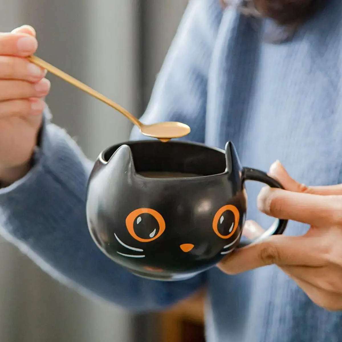 Halloween Cat Mug with Lid