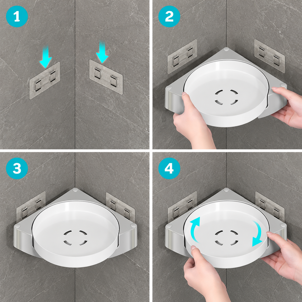 Rotating Corner Bathroom Shelf