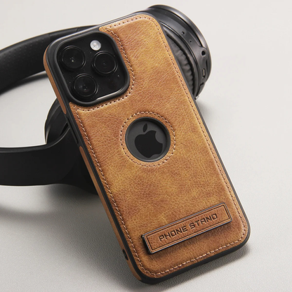 Leather-Texture Stand Case for iPhone 15 Pro Max