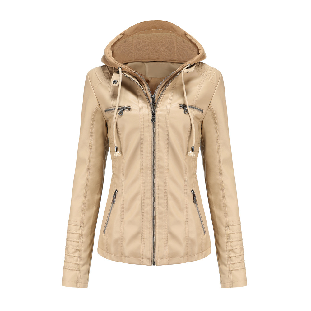 Hooded PU Leather Jacket