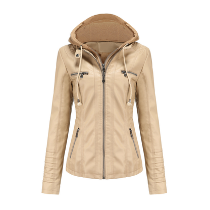 Hooded PU Leather Jacket