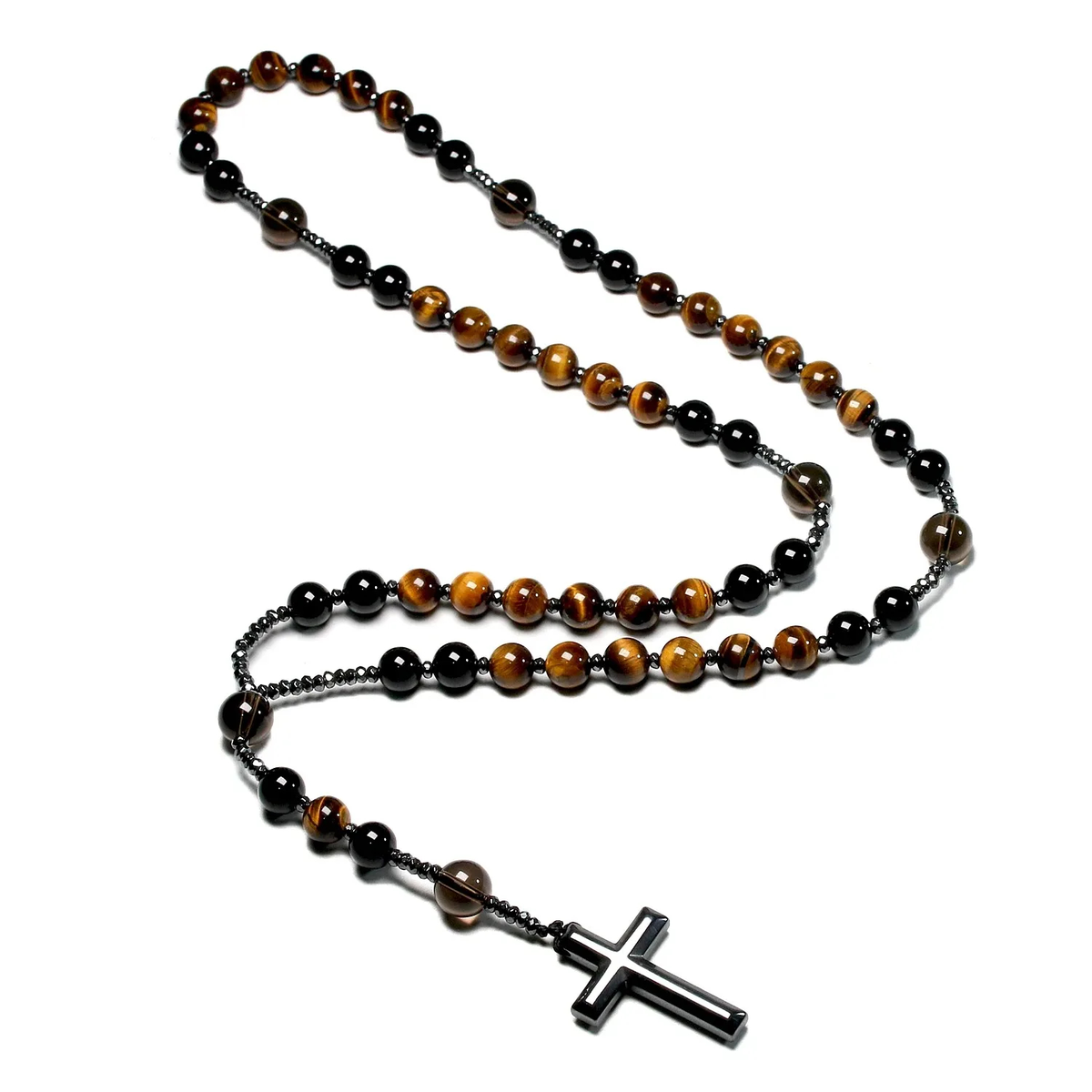 Stone Bead Cross Necklace