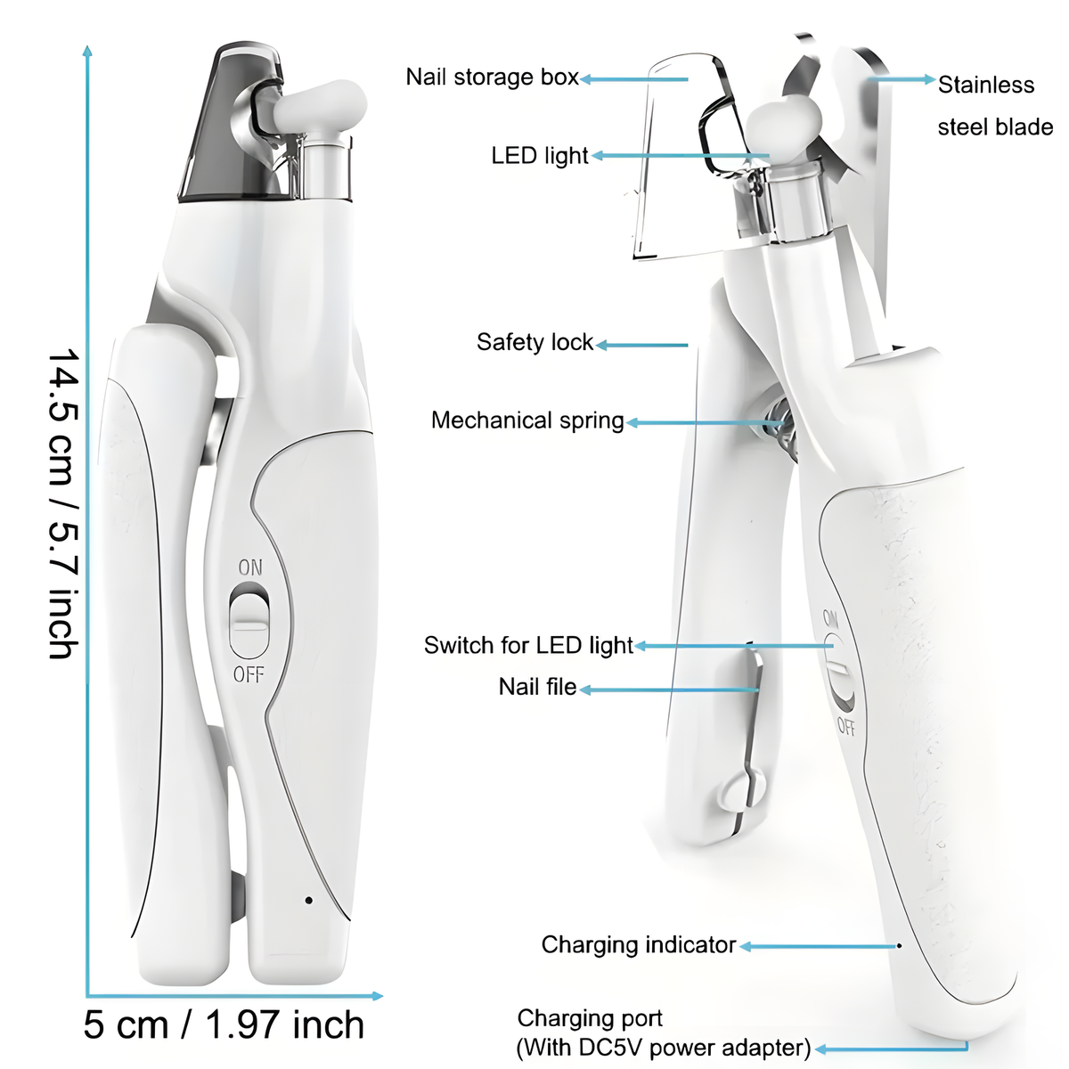 Rechargeable LED Pet Nail Clippers