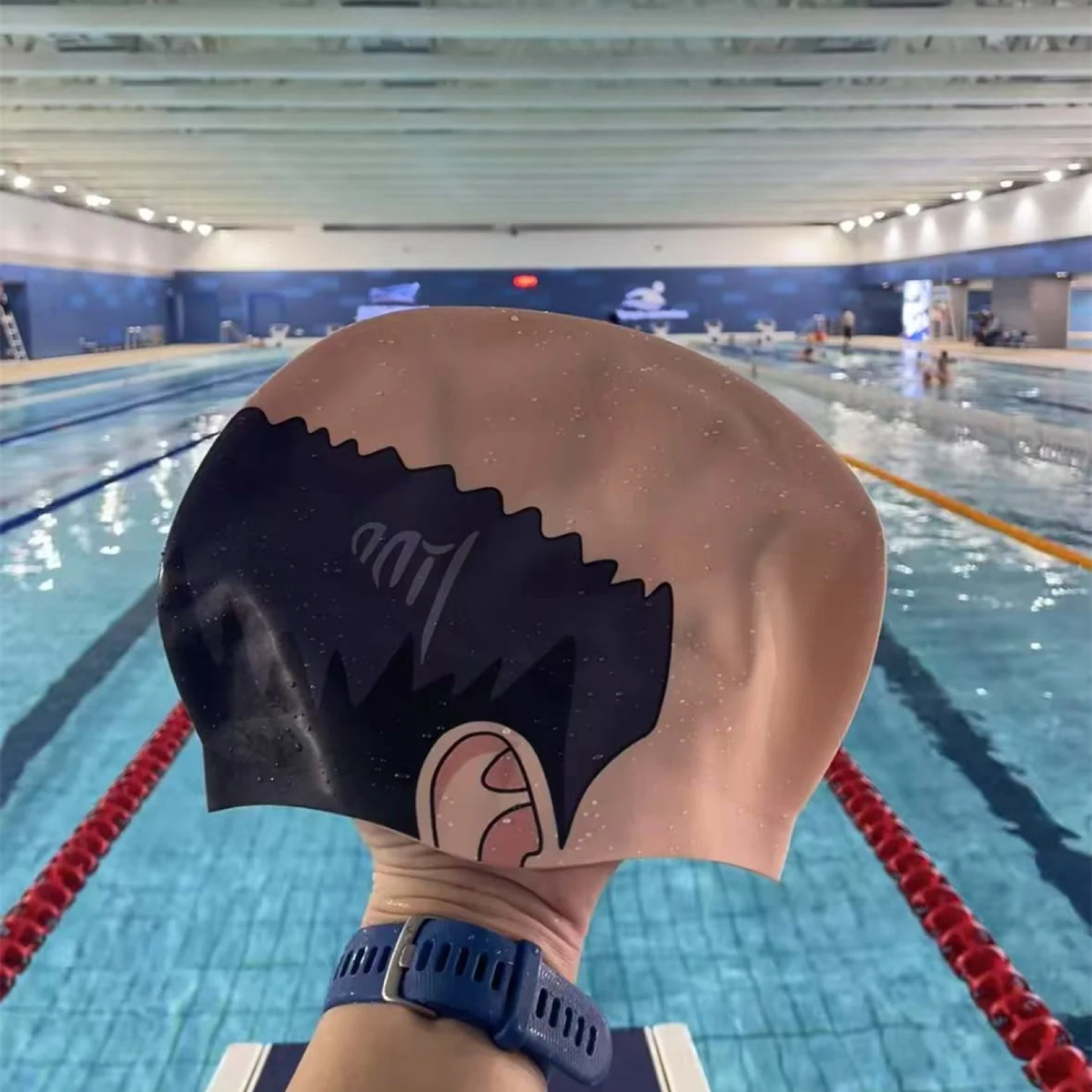 Funny Bald-Head Silicone Swim Cap