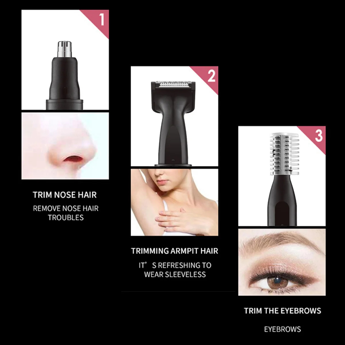 3 in 1 Rechargeable Nose and Eyebrow Trimmer