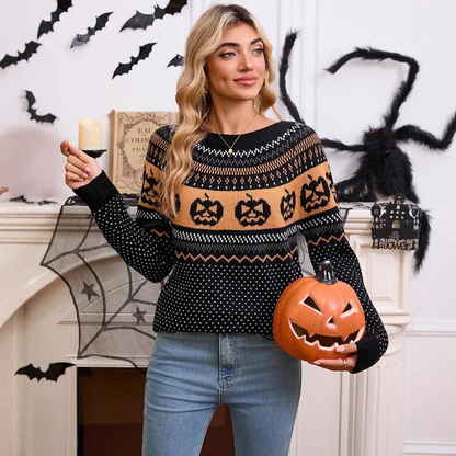 Pumpkin Pattern Knit Sweater