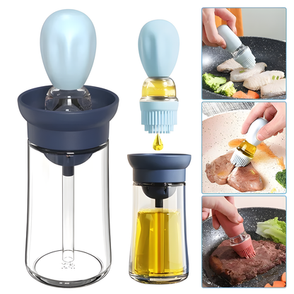 Glass Oil Bottle with Integrated Basting Brush