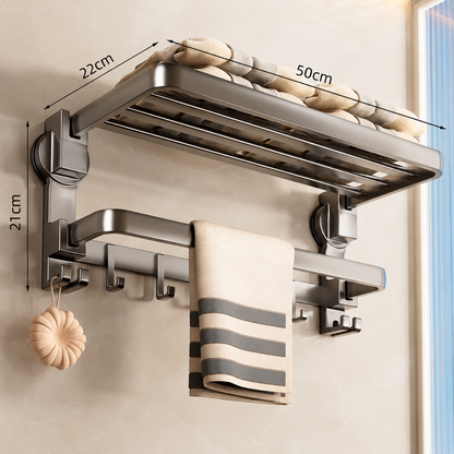 Suction-Cup Folding Towel Rack