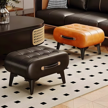 Tufted Footstool with Carry Handle