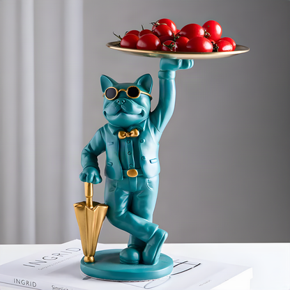 Green Bulldog Storage Tray Figurine