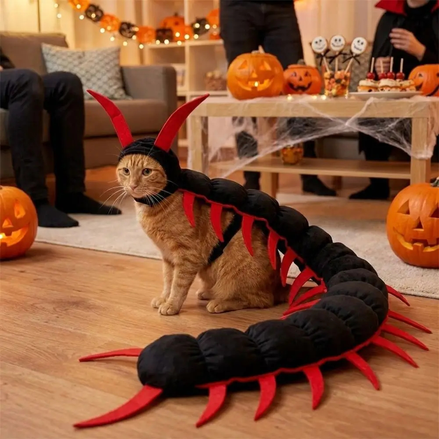 Fluffy Halloween Centipede Cat Costume