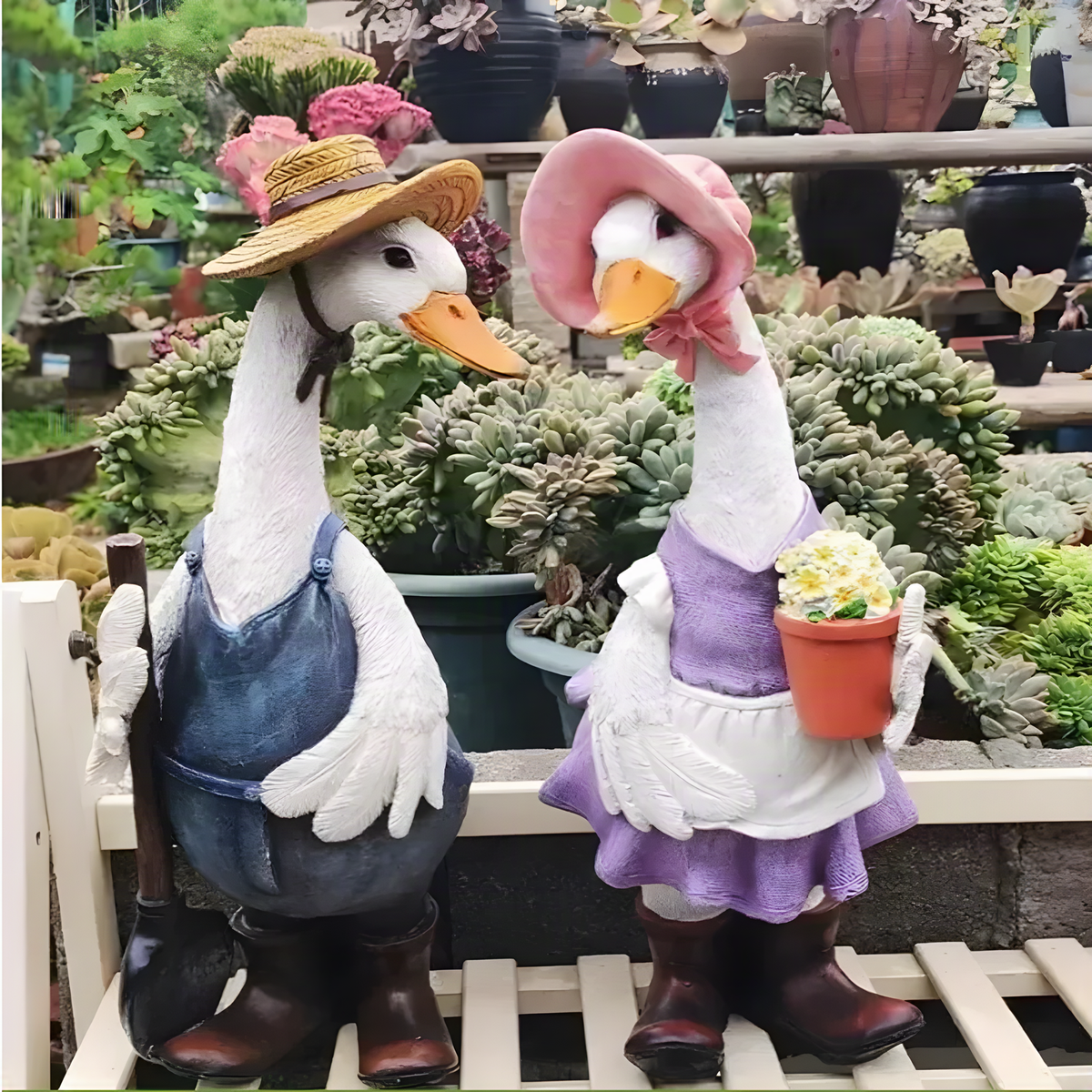 Resin Gardener Duck Figurines