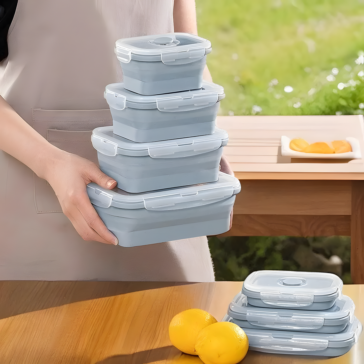 Foldable Silicone Lunch Box Set