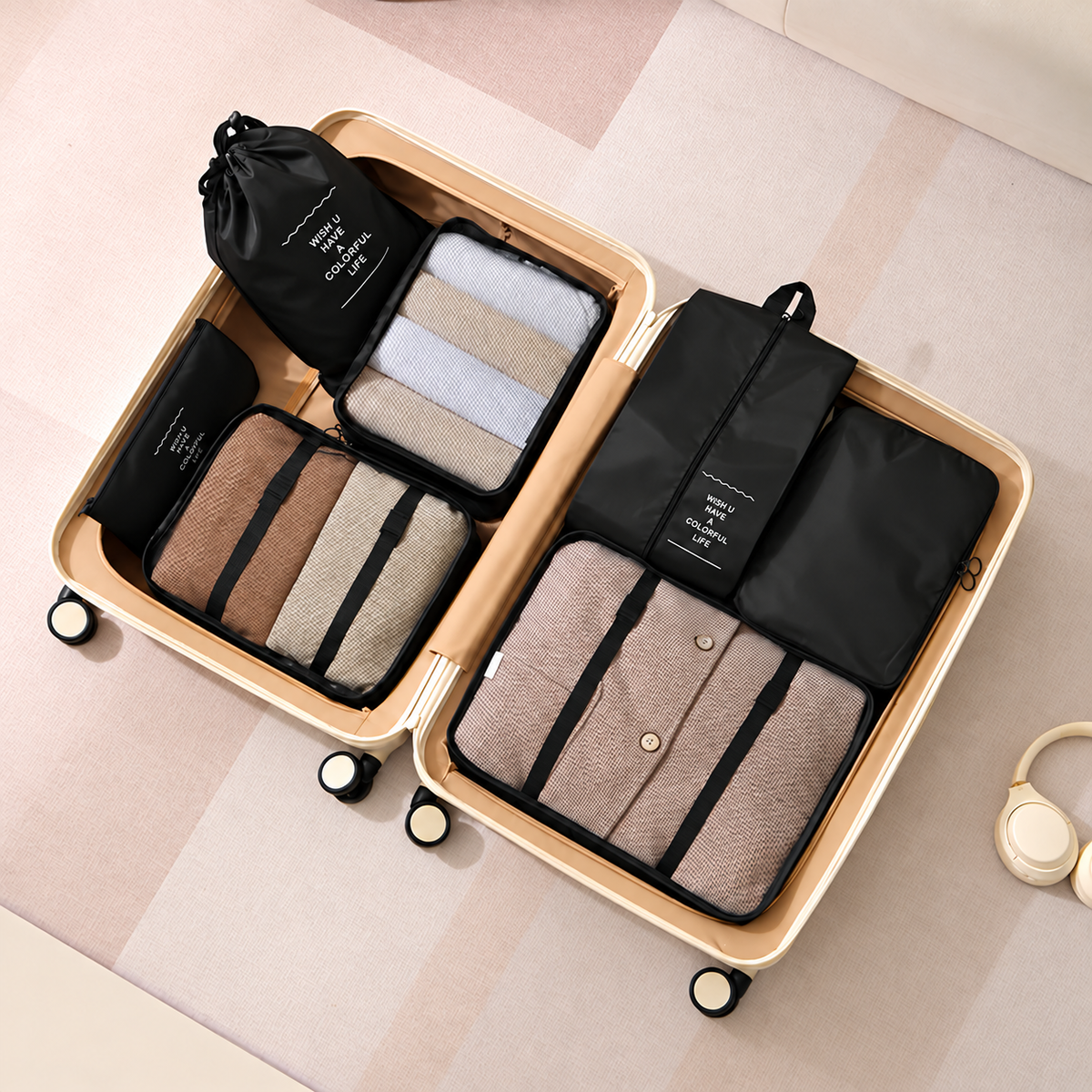 Seven-Piece Travel Packing Organizer Set